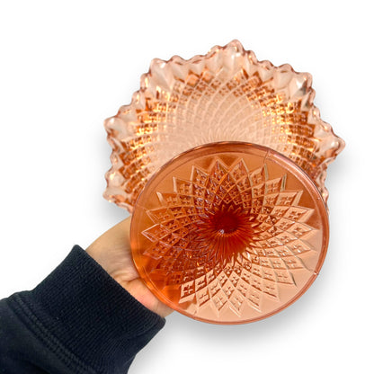 Pink Art Glass Comport Table stand Bowl