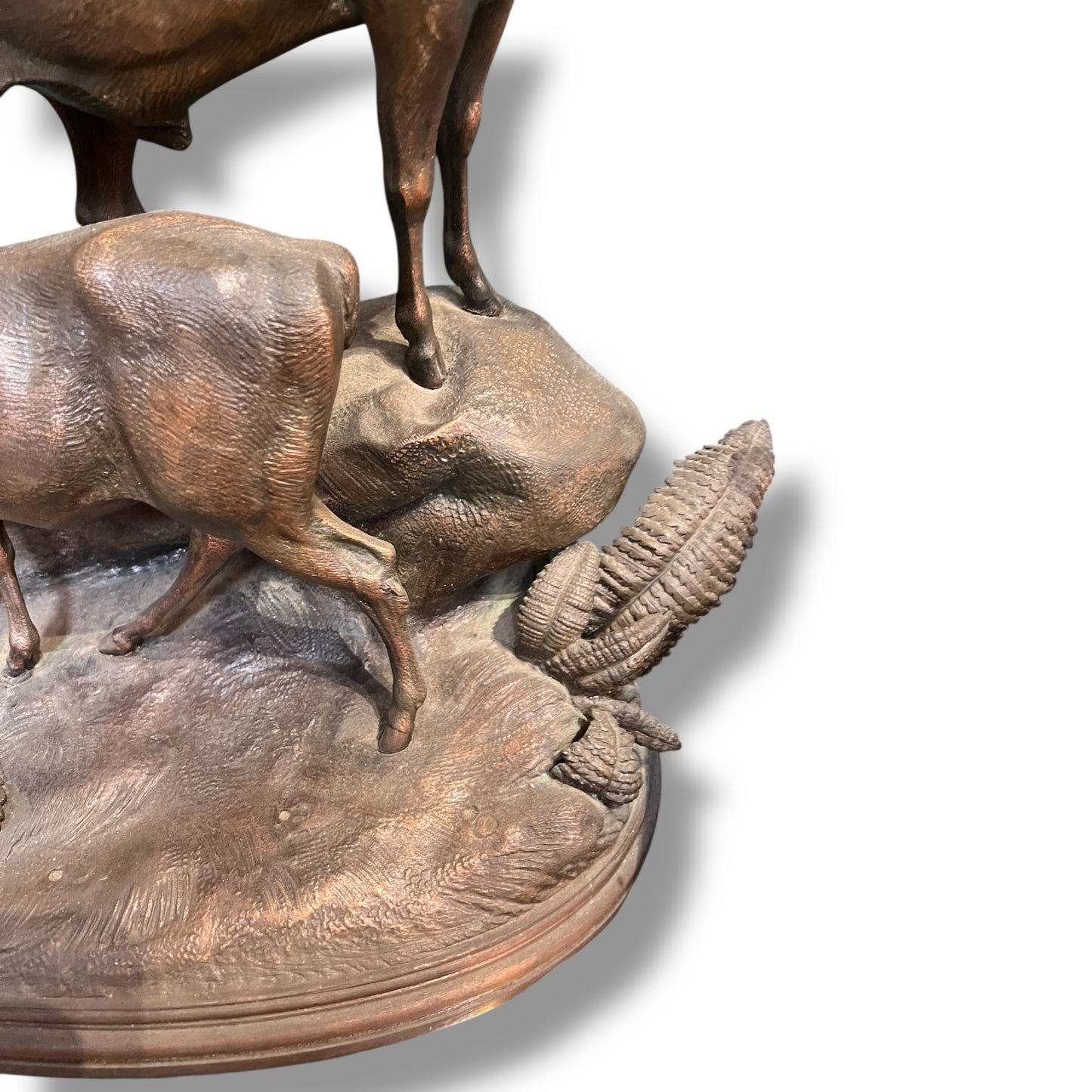 Large Bronze Deer Sculpture — Signed Keizler