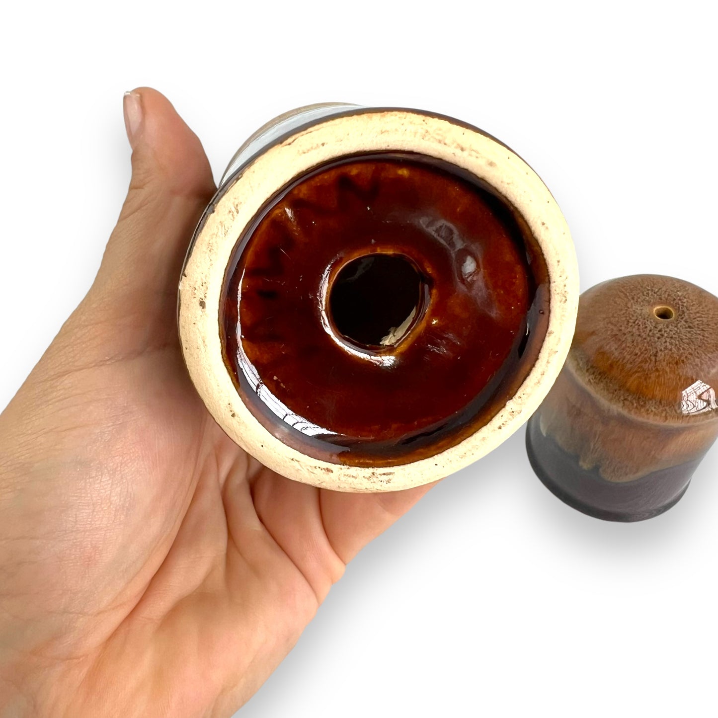 Brown Glaze Drip Salt & Pepper Shaker Set