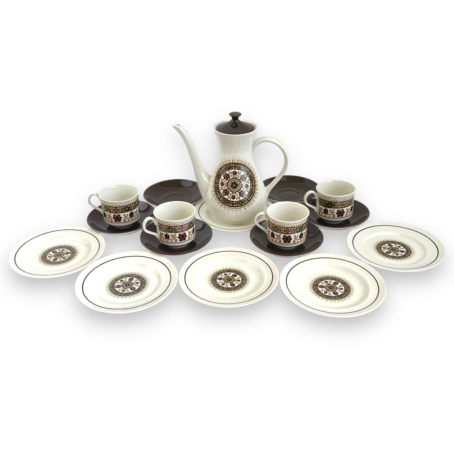 Ridgeway “Navajo” Ironstone England Tea Set (one cup smashed)