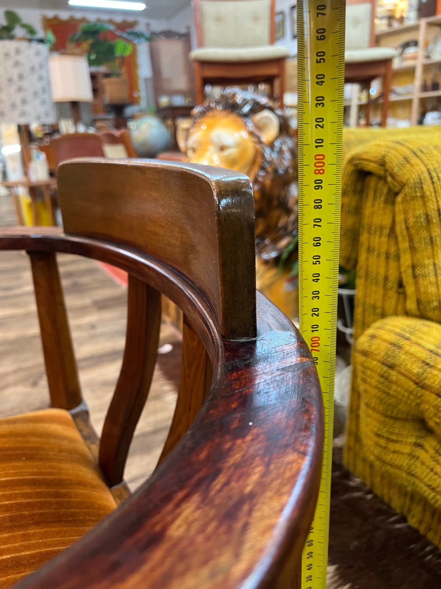 Timber Barrel Back Armchair with Mustard Velvet Seat