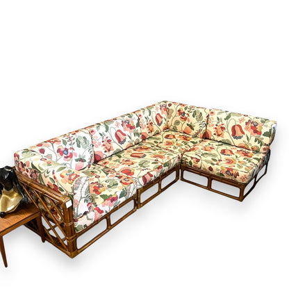 Cane 4 Piece Modular Lounge Floral Cushions