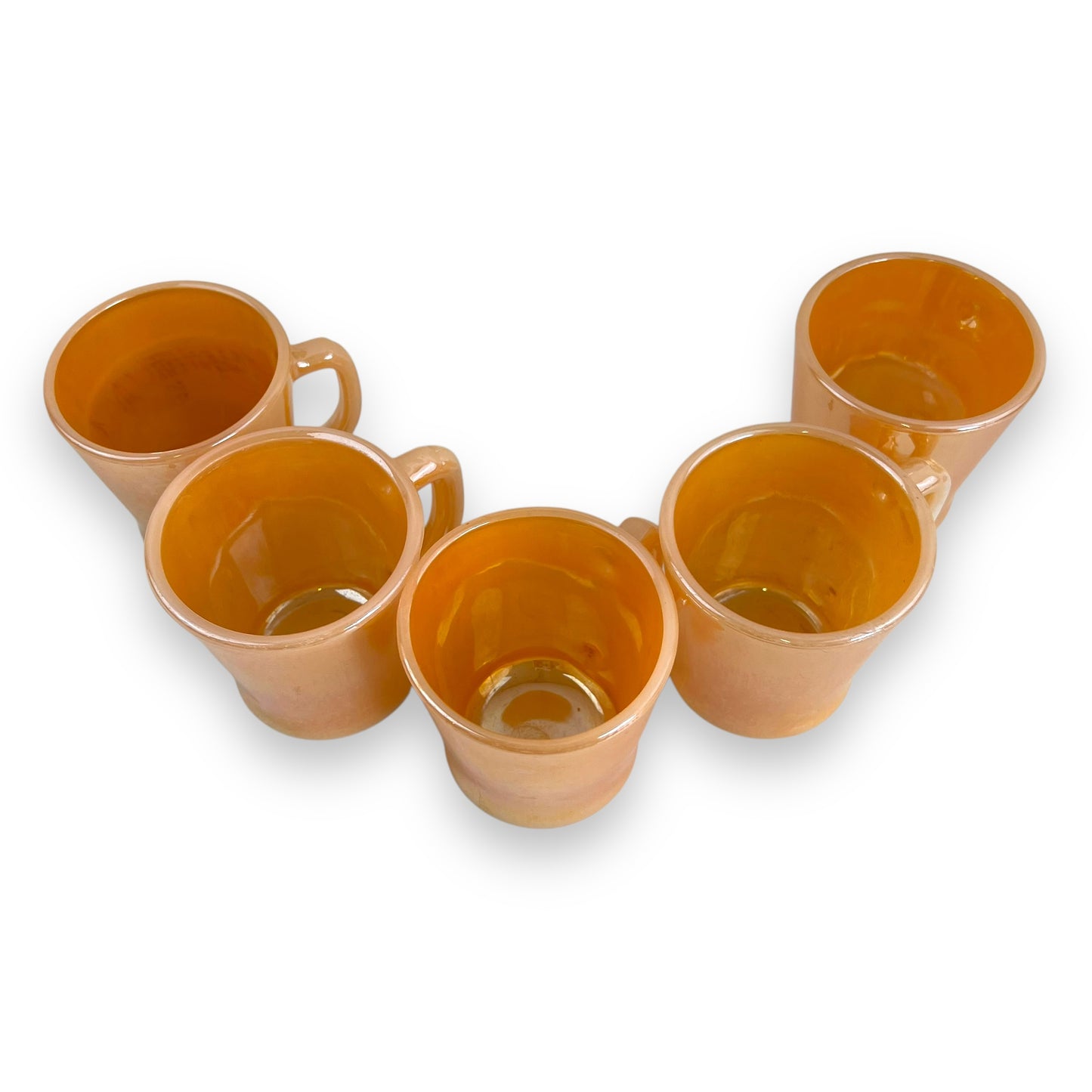 FireKing ware Orange Lustre Cup Set of 5