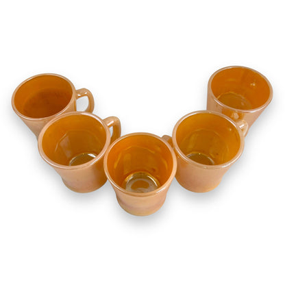 FireKing ware Orange Lustre Cup Set of 5