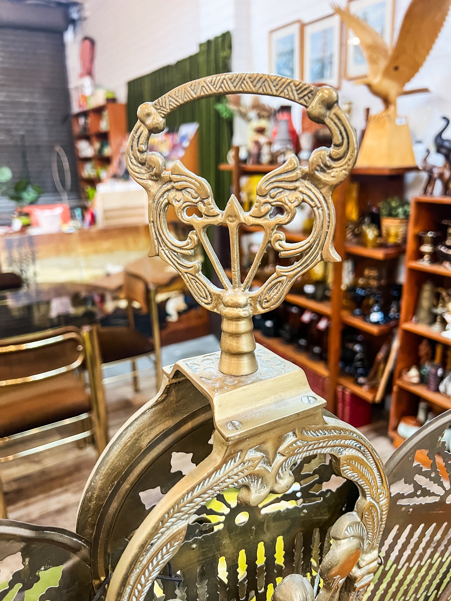 Brass Peacock Fire Screen