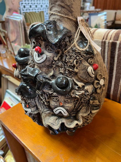 Sculptural Studio Pottery Clown Face Lamp Base