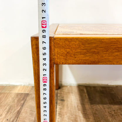 Rectangle wood tile coffee table with circle pattern