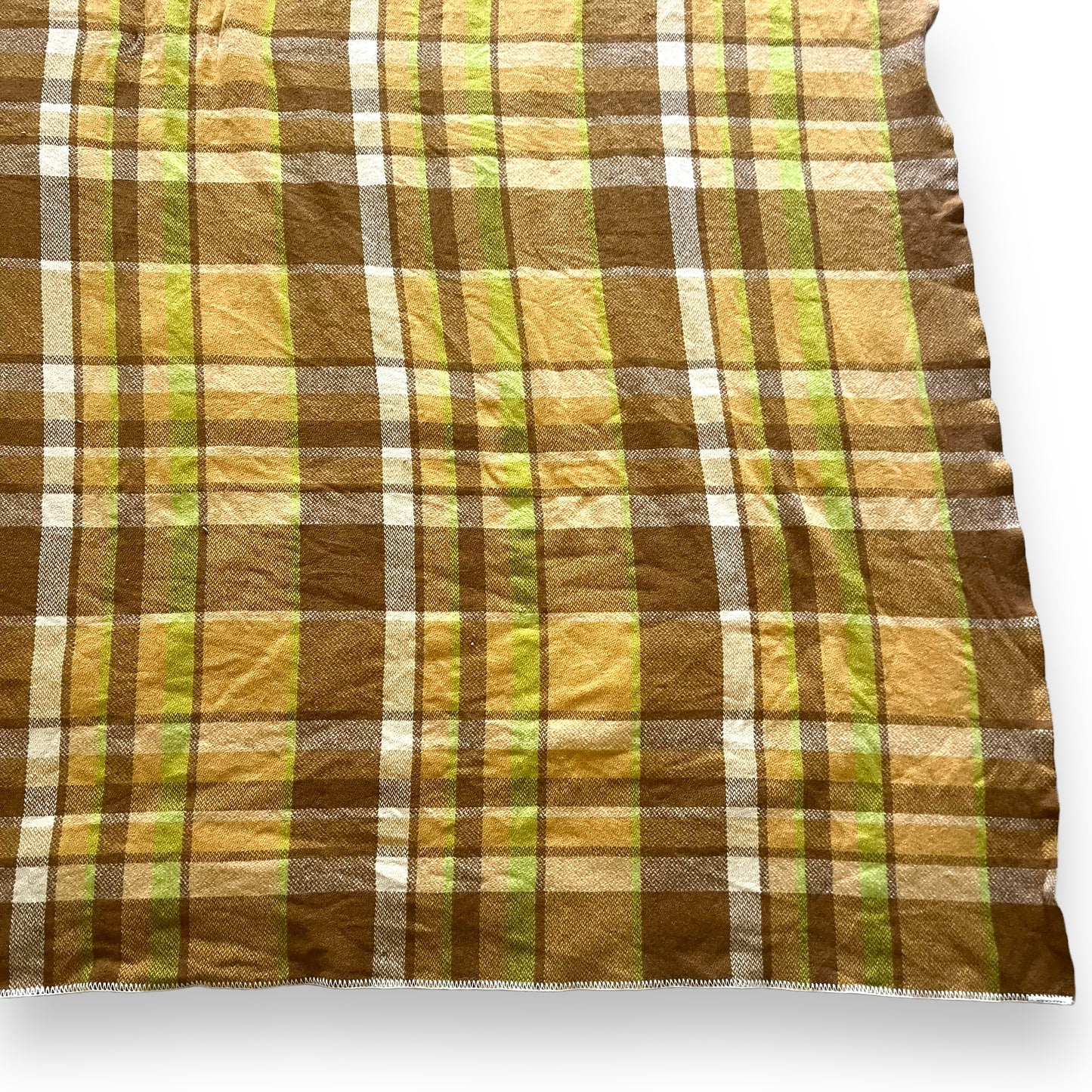 Brown Caramel and Green Wool Blanket