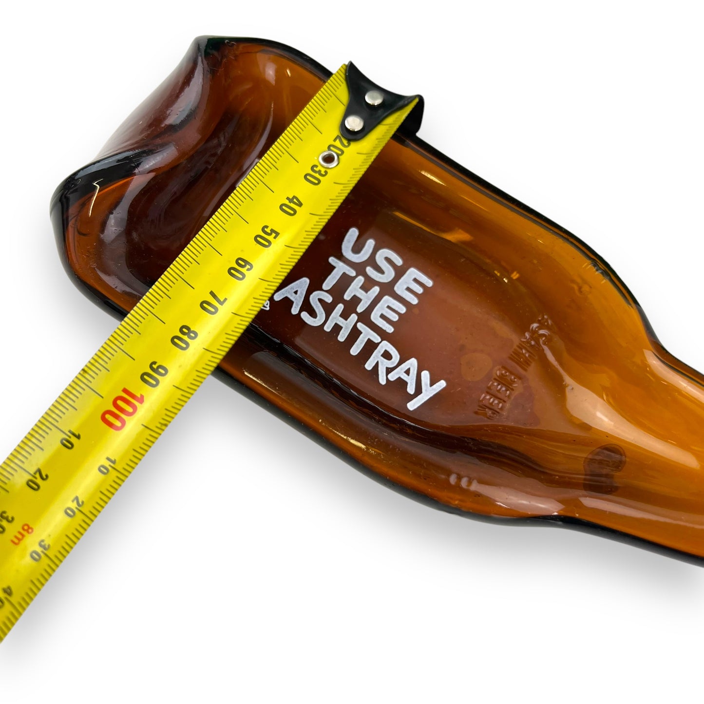 Flattened Bottle Ashtray – 1970s Brown Glass with Original Box