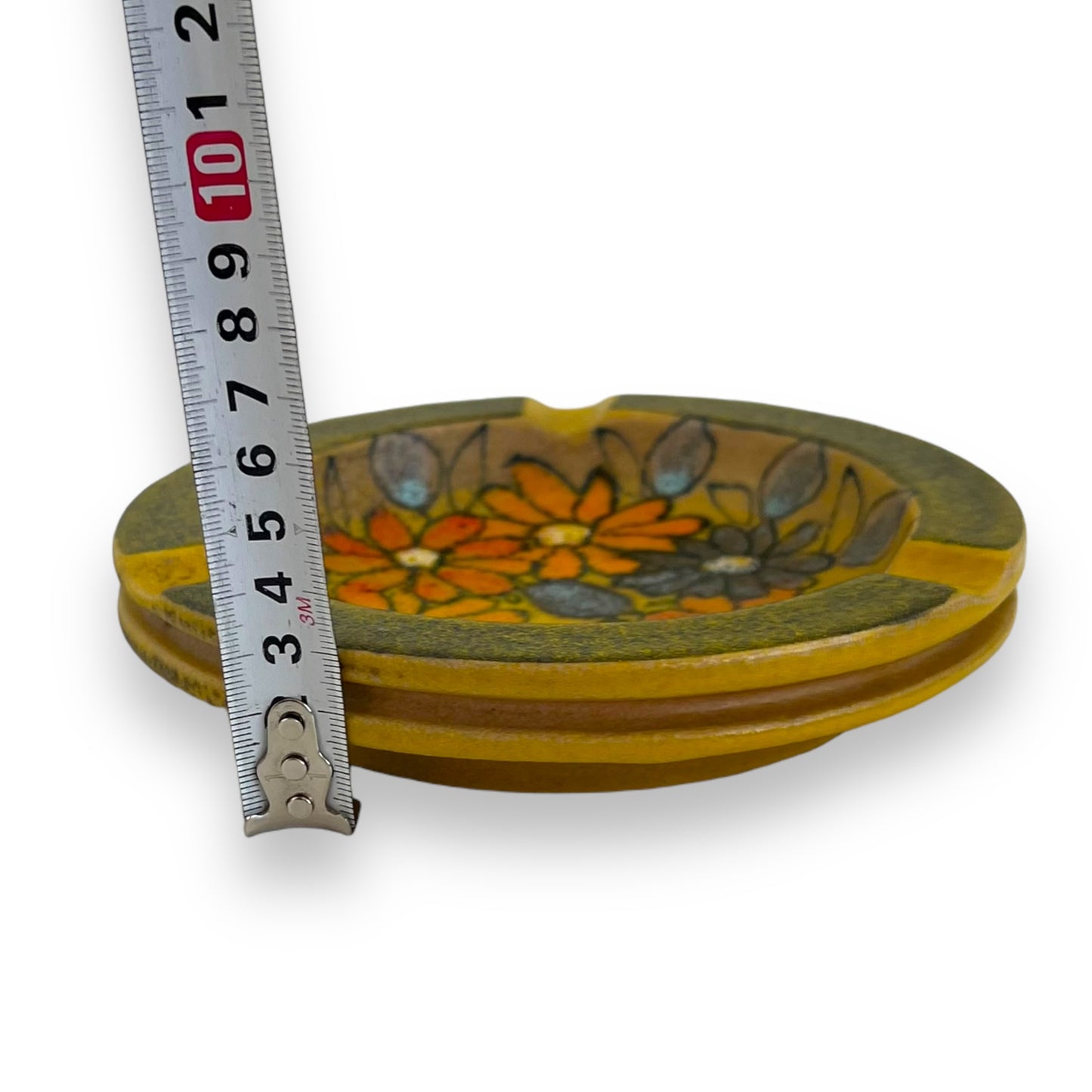 Bitossi Yellow Ashtray with Colorful Flower Design - Made in Italy