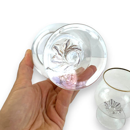 Gold rim twist stem clear glass cognac glass set of 2