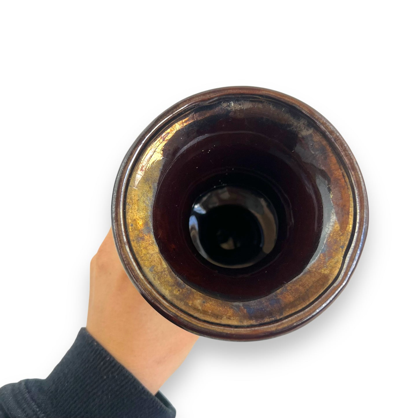 Bronze Brown ceramic urn shape vase