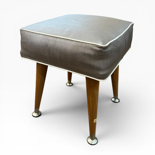 Grey Square Mid Century Footstool with Removable Legs