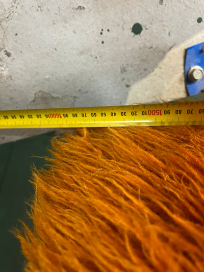 Orange Flokati Wool Rug – Large Shag Pile Statement Rug, Professionally Cleaned