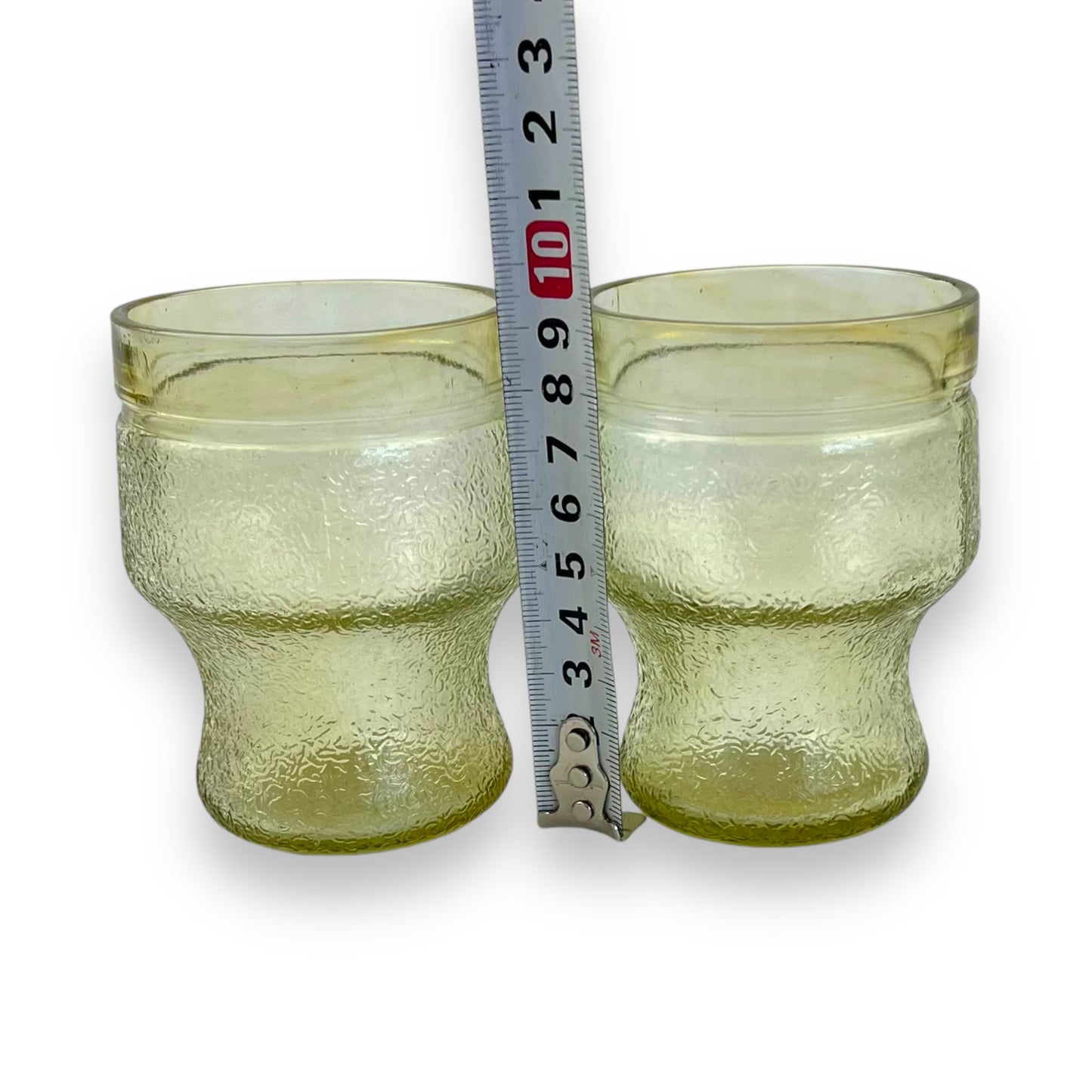 Yellow textured glass set of 2