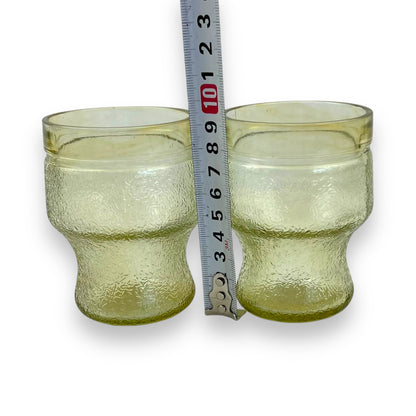 Yellow textured glass set of 2