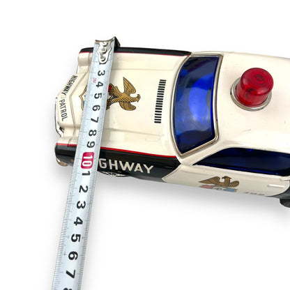 Vintage 1960s Taiyo Japan Tin Highway Patrol Car - Battery Operated Oldsmobile Toronado Police Department Toy