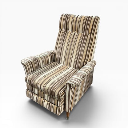 Striped Recliner Armchair with Footrest