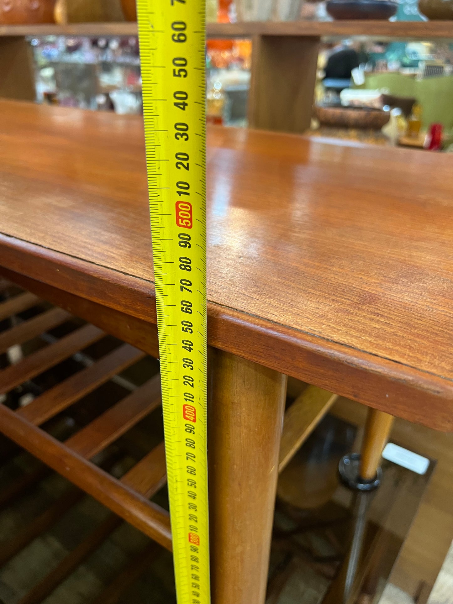 Teak Coffee Table with Slatted Magazine Rack