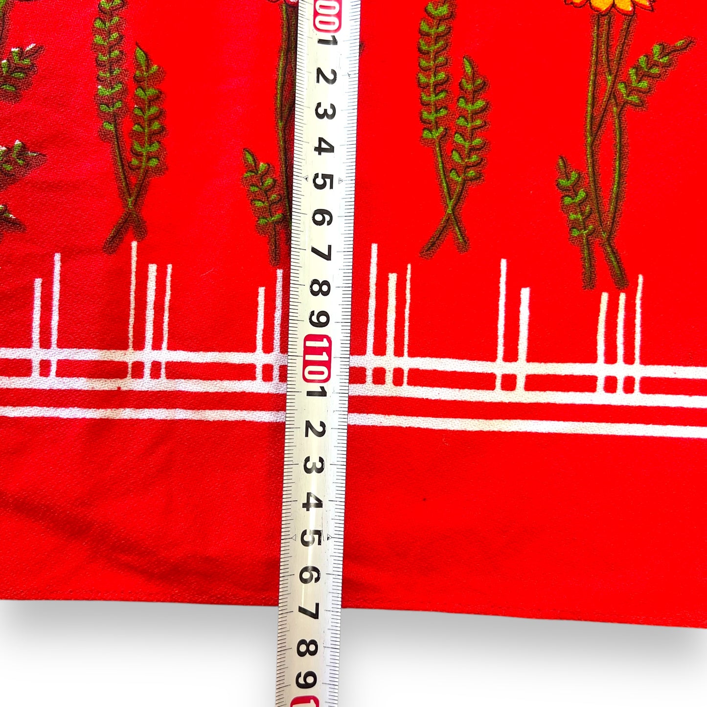 Red Checkered Tablecloth with Floral Pattern – Retro Home Decor