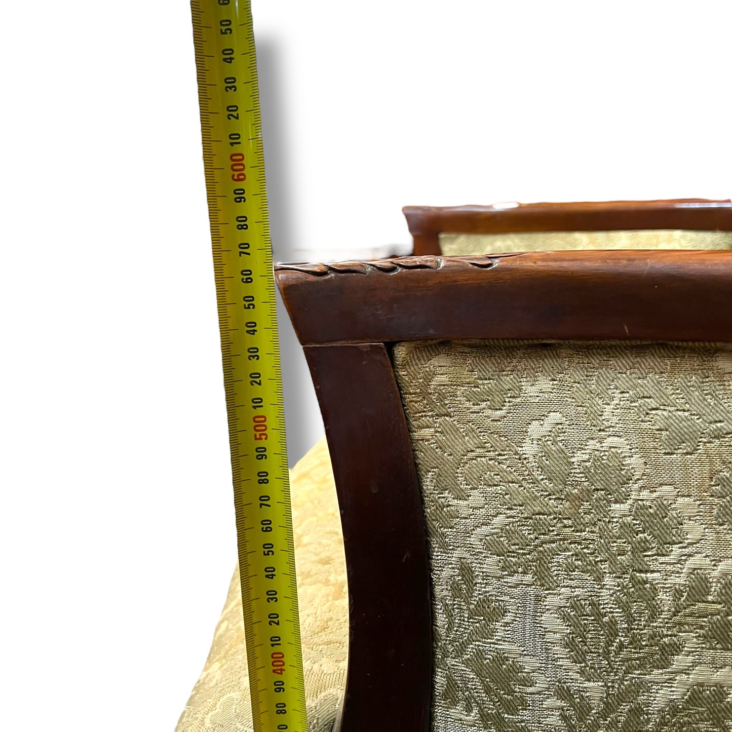 Antique Tufted Armchair – Ornate Timber Frame