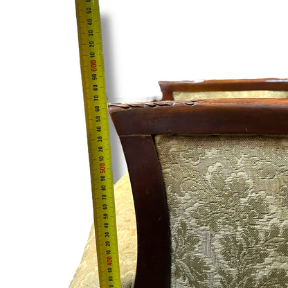 Antique Tufted Armchair – Ornate Timber Frame