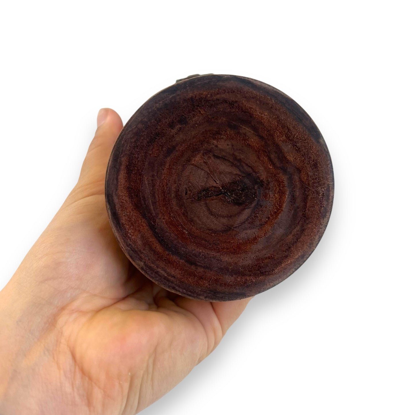 Hand-Carved Wooden Decorative Jar with Lid – Intricately Floral Design