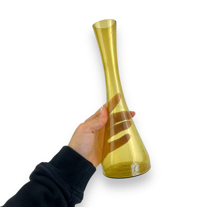Yellow tall glass vase
