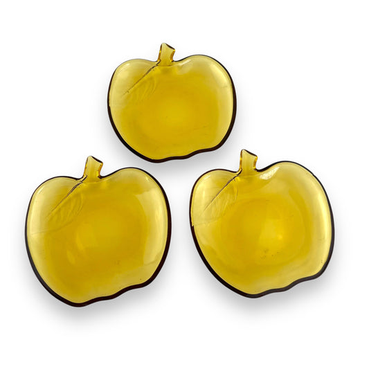 Set of 3 Vintage Amber Glass Apple Dishes