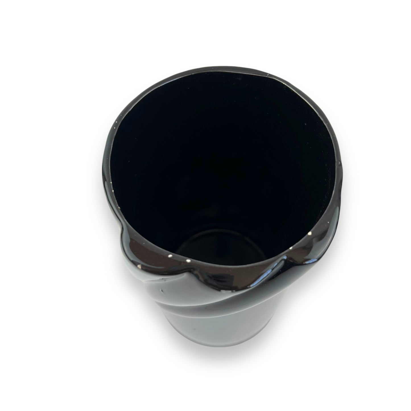 Black cylinder ceramic vase with twist detail