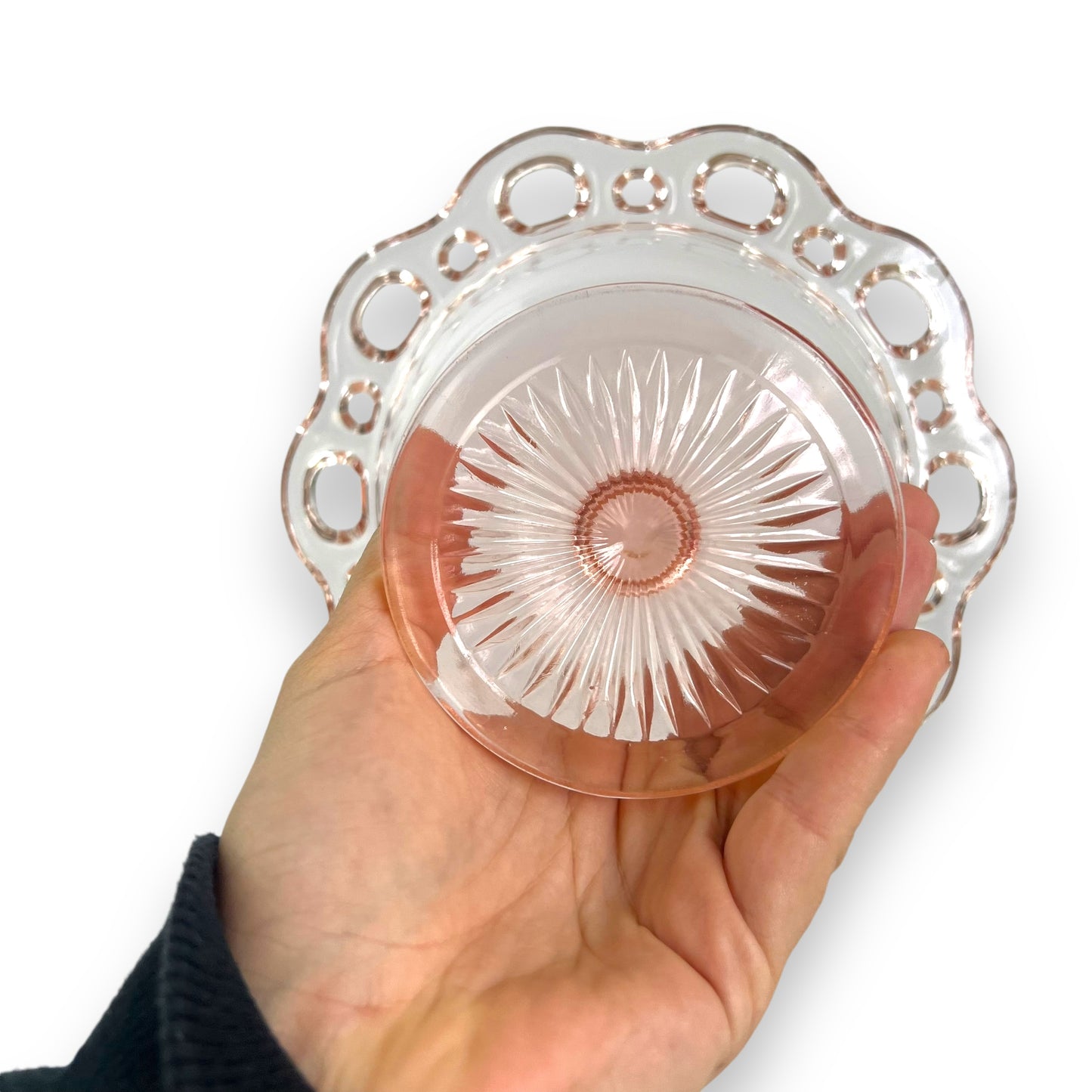 Old Colony Open Lace Edge Pink Depression Glass Bowl