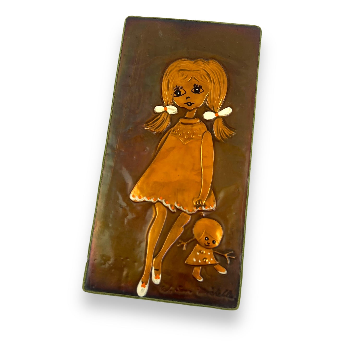 Copper Wall Art - Girl with Doll Motif by W. Son Michelis
