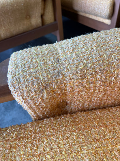Mustard Yellow Bouclé Timber Lounge Chair