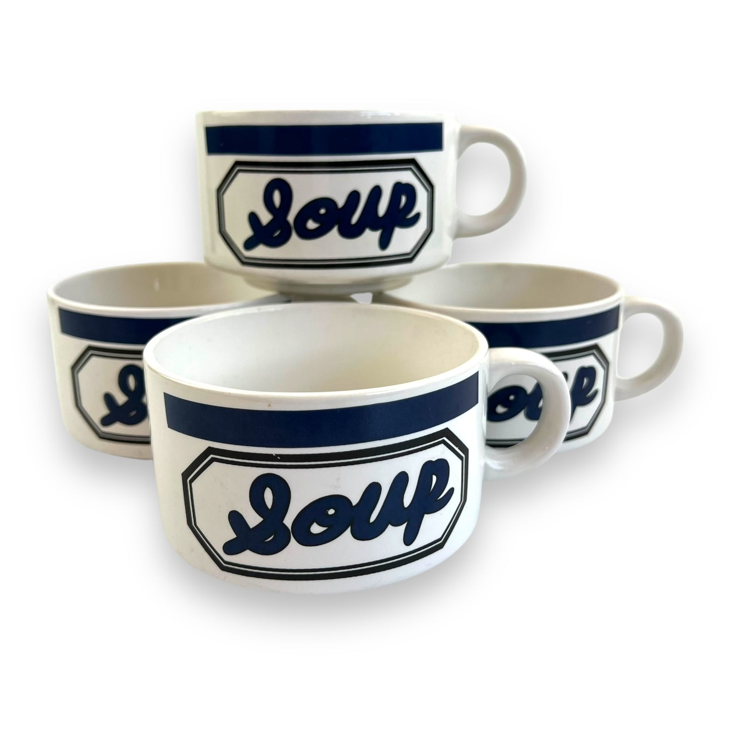 Blue and white soup mug