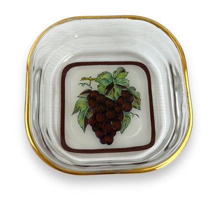 Gold rim round edge square glass fruit bowls set of 2
