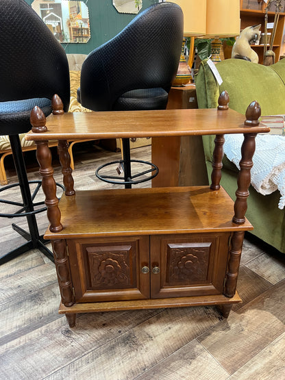 Display Cabinet with Hand-Carved Wooden Flower Doors