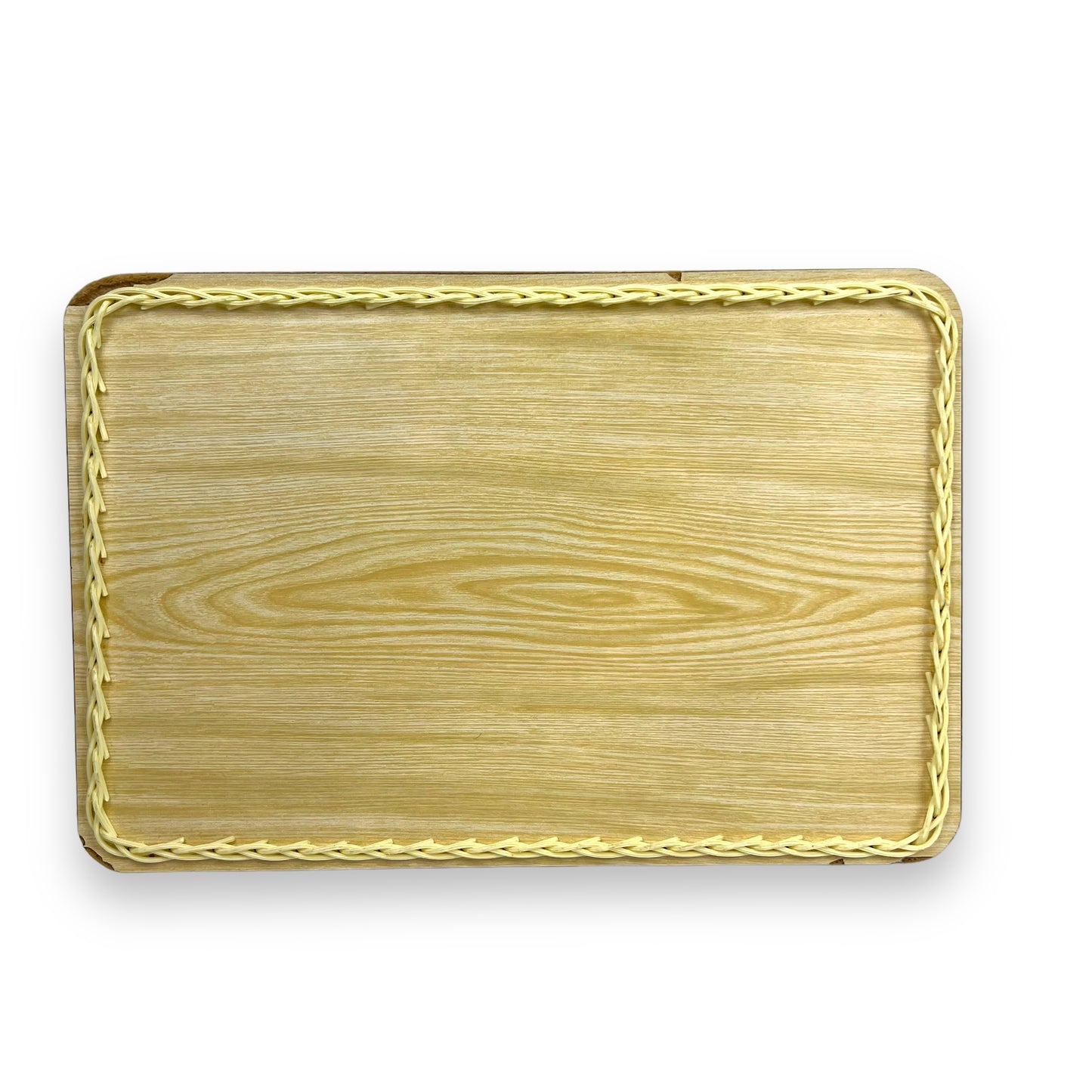 Flower Rectangle Drink Tray with plastic woven edge