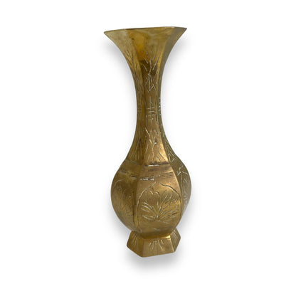 Hexagon shape brass small vase