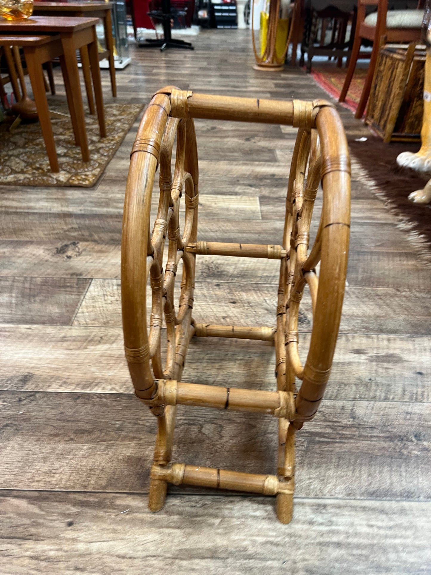 Cane Wine Rack / Rattan Bottle Holder – Holds 7 Bottles