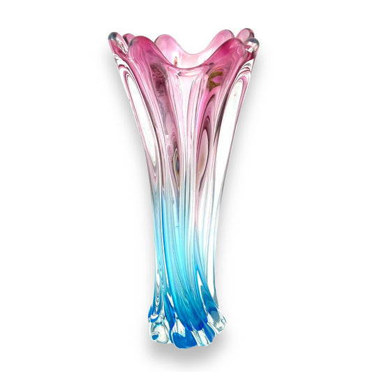 Murano Sommerso-Style Pink and Blue Glass Vase - Mid-Century Modern Art Glass