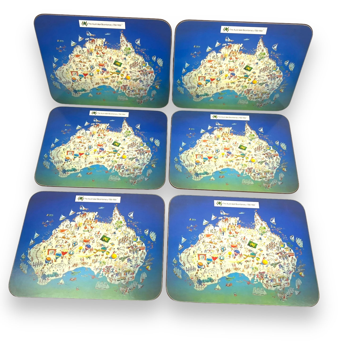 The Australian Bicentenary 1788-1988 Placemat Australian Map Set of 6