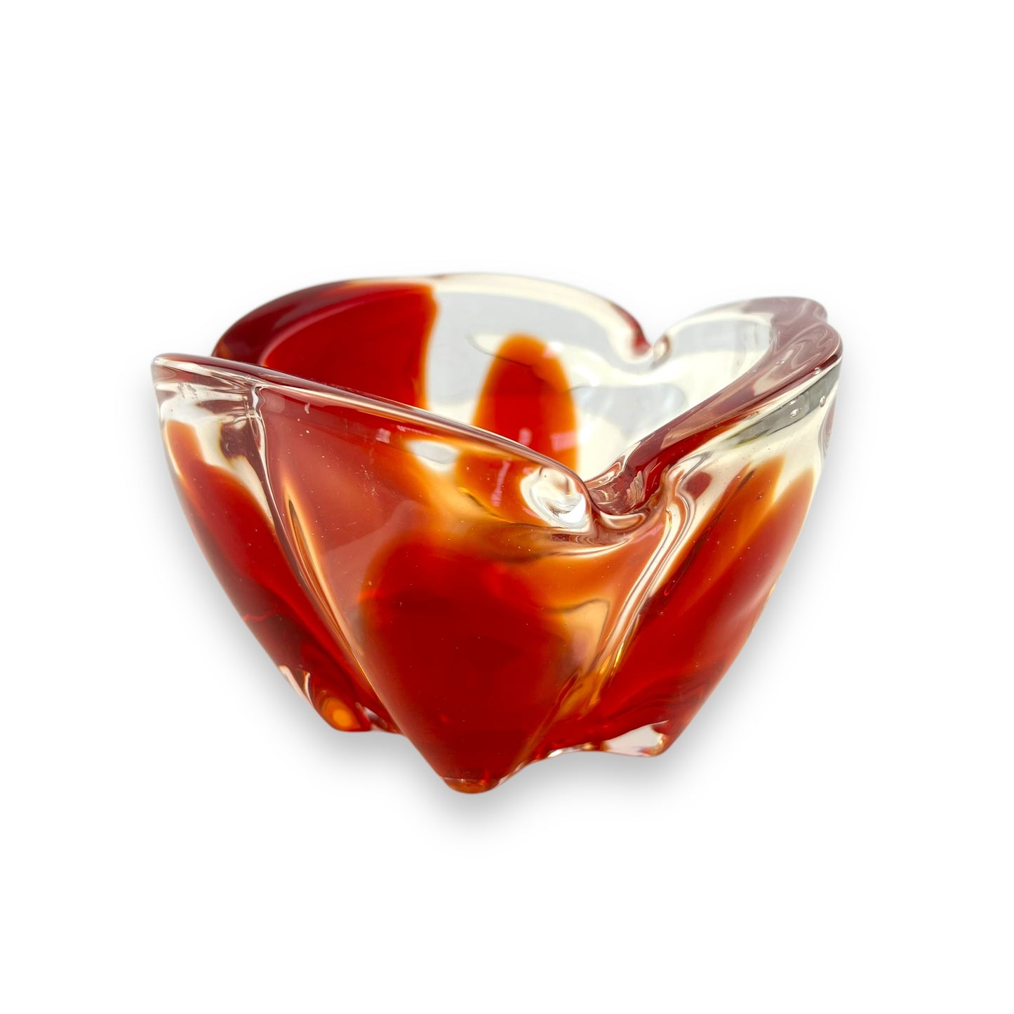 Red and clear Art Glass dish
