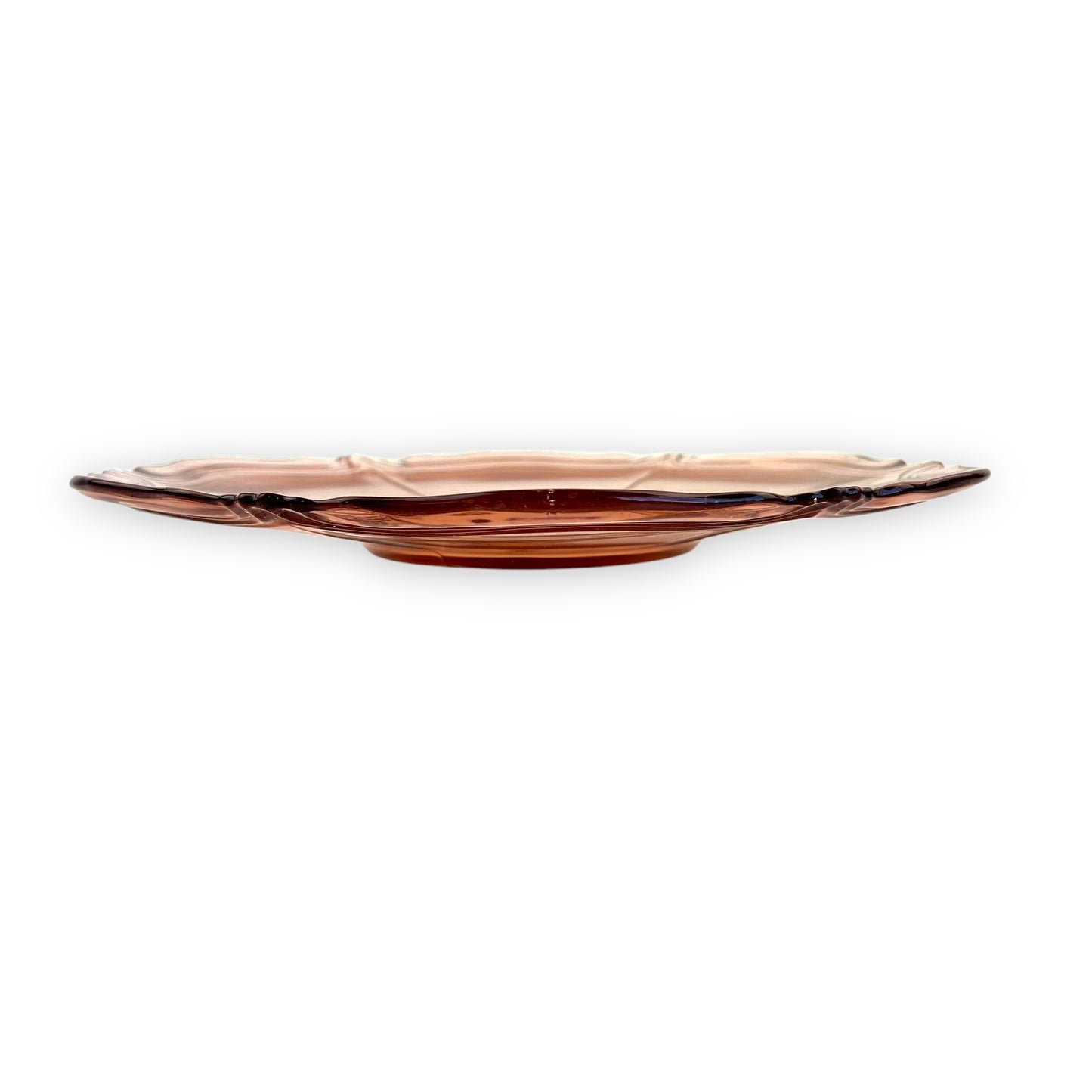 Pink Depression Glass Plate – Elegant Scalloped Edge Serving Platter