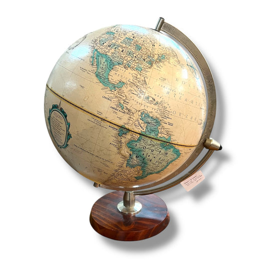 Replogle “World Classic” 12” Vintage Desktop Globe — Wood & Metal Base, Made in USA