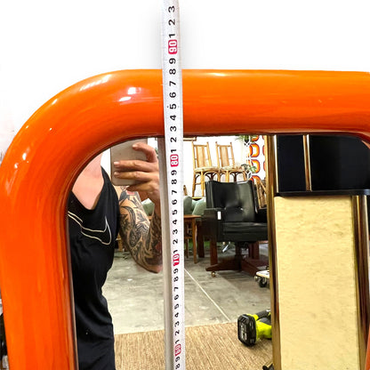 Retro Orange Rectangle Large Plastic Bulbous Mirror