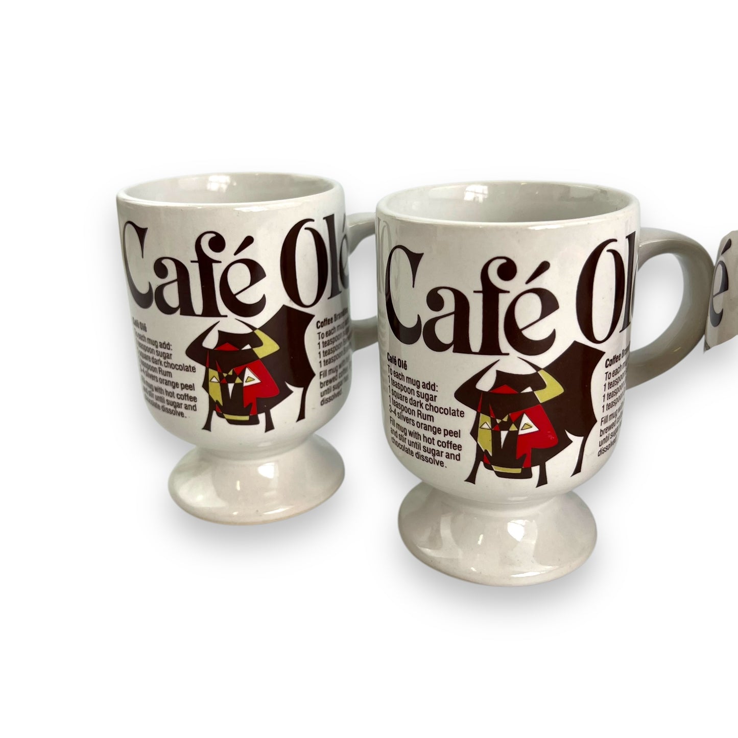 Set of 4 Vintage “Café Olé” Footed Mugs - KOFEE Collection