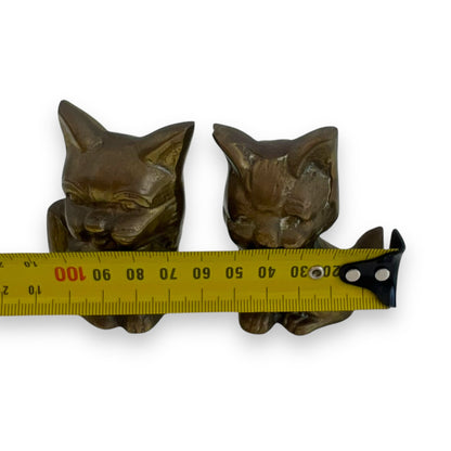 Brass cat statue set of two