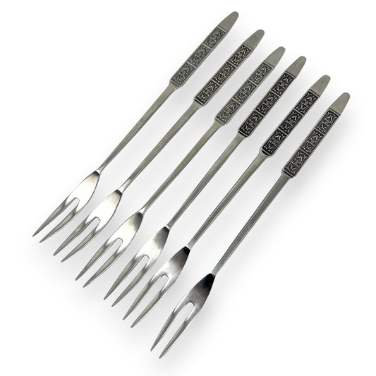 Wiltshire 1970's Fondue Forks -Burgundy Pattern