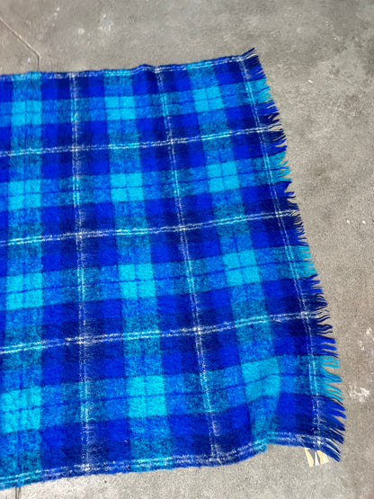 Blue Plaid Wool & Mohair Blanket