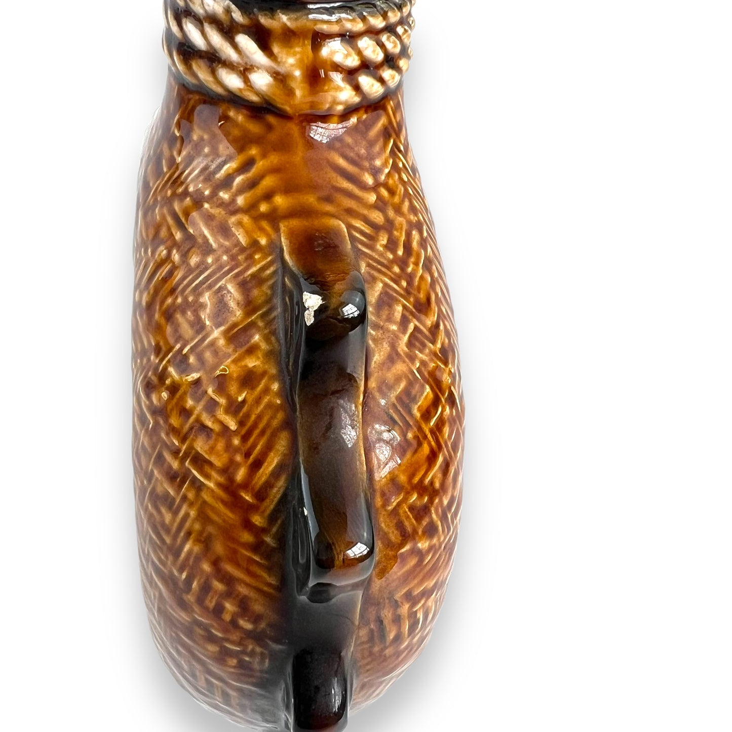 Brown Ceramic Decanter with Ship and wheel design.